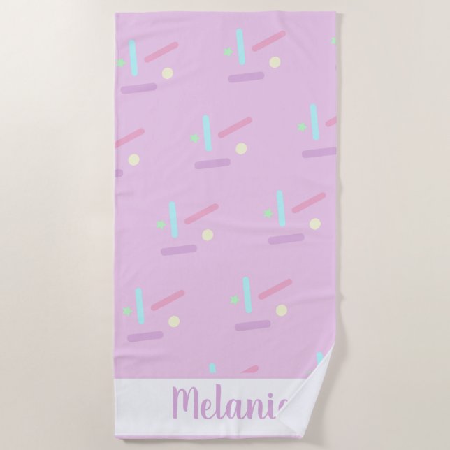 Summer Sprinkles Pastels Name Beach Towel (Front)