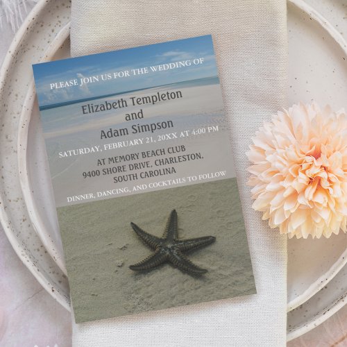 Summer Starfish Beach Destination Wedding  Invitation