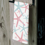 Summer Starfish Elegant Beach Kitchen Towel<br><div class="desc">A cute and trendy watercolor beach pattern, boasting a blend of captivating pink and teal shades reminiscent of a beach house paradise. Embrace the essence of summer with this coastal-inspired design, adorned with whimsical sea stars that exude a nautical charm. Elevate the ambiance further by exploring a myriad of background...</div>