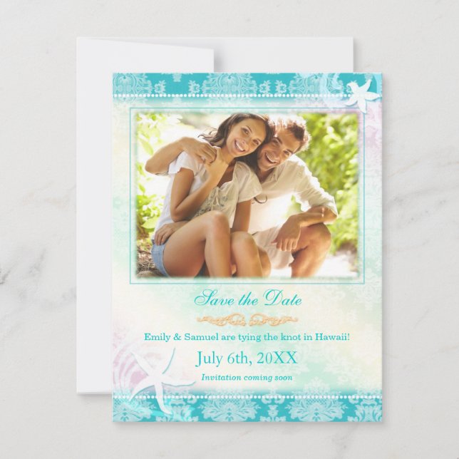 Summer Starfish Wedding Photo Save the Date (Front)