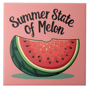 Summer State of Melon Retro Fruit Art Ceramic Tile