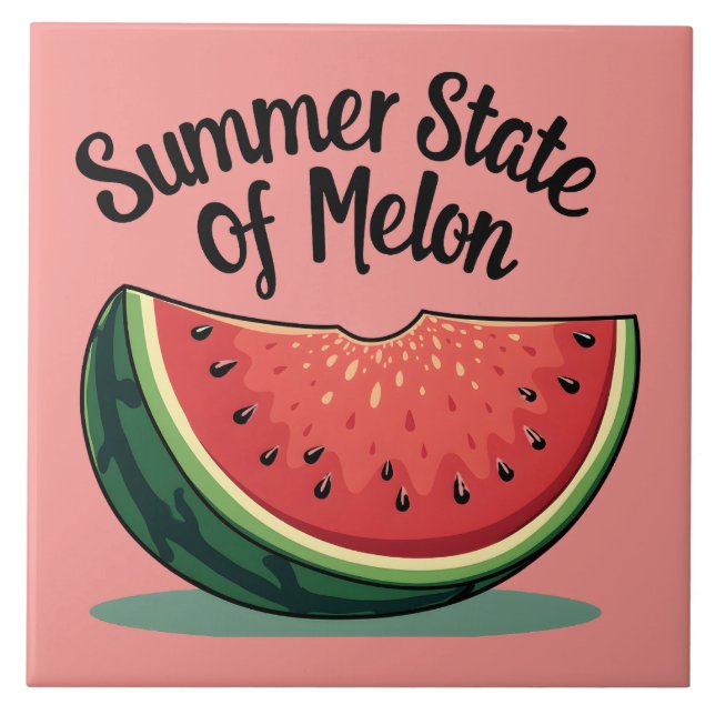Summer State of Melon Retro Fruit Art Ceramic Tile (Front)