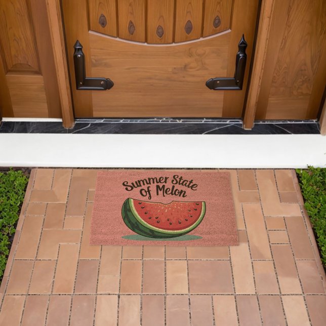Summer State of Melon Retro Fruit Art Fiber Doormat (Insitu (Outdoor))