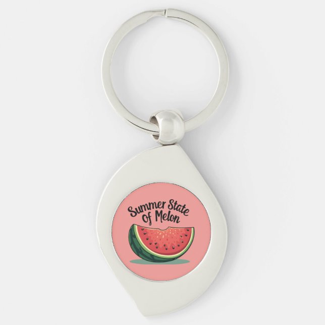 Summer State of Melon Retro Fruit Art Keychain (Front)