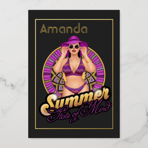 Summer State of Mind Beach Birthday Party Foil Inv Foil Invitation