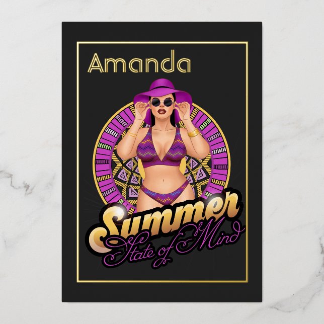 Summer State of Mind Beach Birthday Party Foil Inv Invitation (Front)