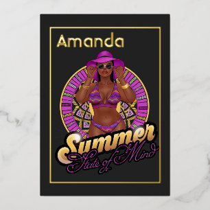 Summer State of Mind Beach Birthday Party Foil Invitation