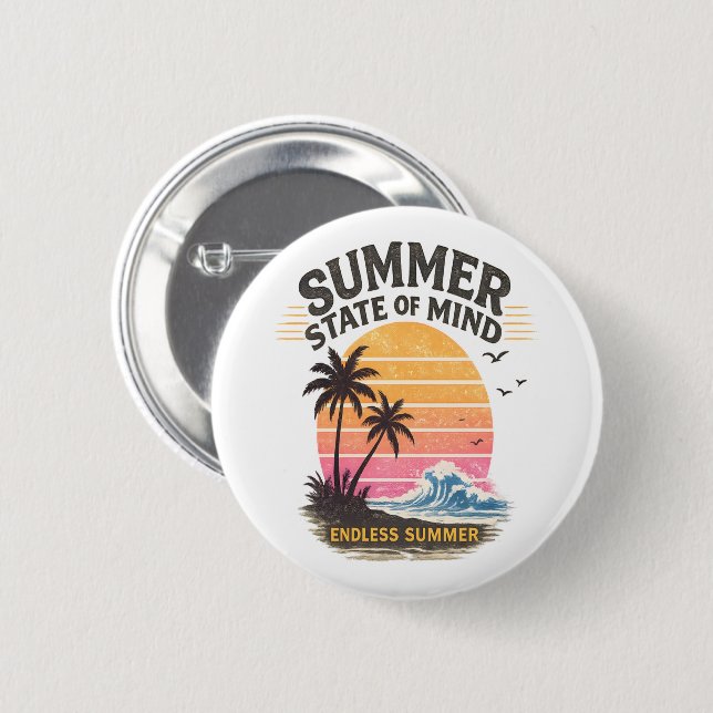 Summer State of Mind Vintage Button (Front & Back)