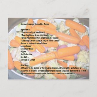Summer Steamed Vegetable Recipe 2 Postcard
