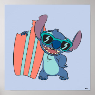 Summer Stitch with Surfboard Poster