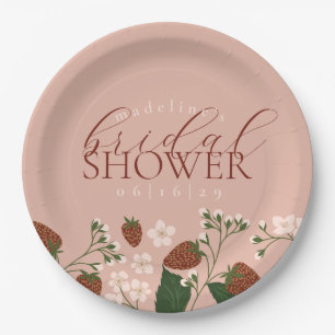 Summer Strawberries Bridal Shower Paper Plates
