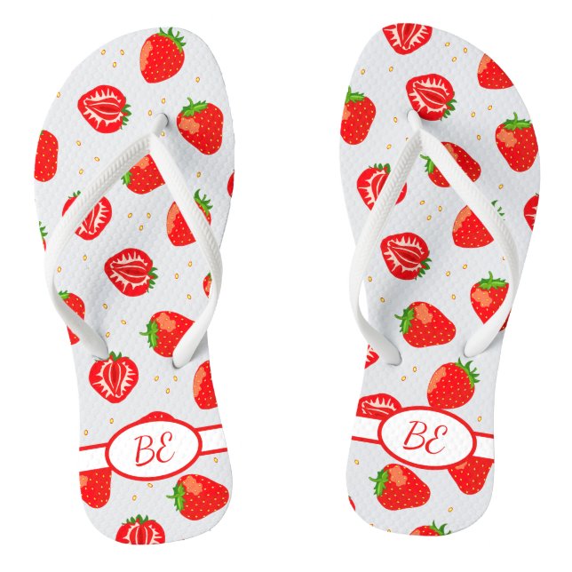 Summer Strawberries Monogram Flip Flops (Footbed)