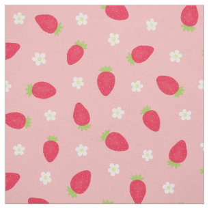 Summer Strawberries on Pink (medium scale) Fabric