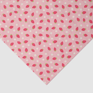 Summer Strawberries on Pink (small scale) Tissue Paper