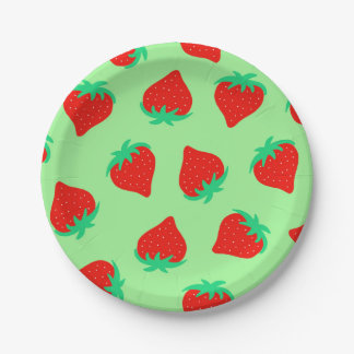 Summer Strawberries Paper Plate