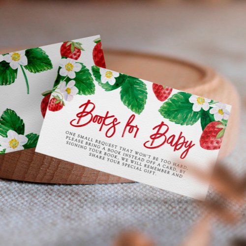 Summer Strawberry Baby Shower Books For Baby Enclosure Card