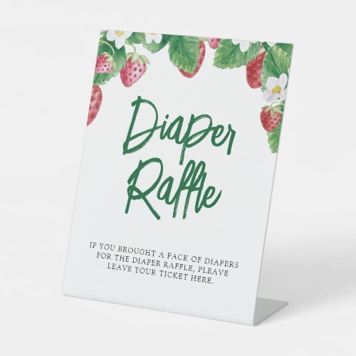 Summer Strawberry Baby Shower Diaper Raffle Pedestal Sign