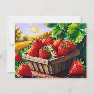 Summer Strawberry Basket All Occasion Postcard