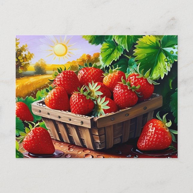 Summer Strawberry Basket All Occasion  Postcard (Front)