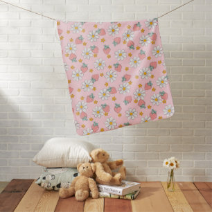 Summer Strawberry Daisy Pattern Baby Blanket