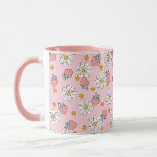 Summer Strawberry Daisy Pattern Mug