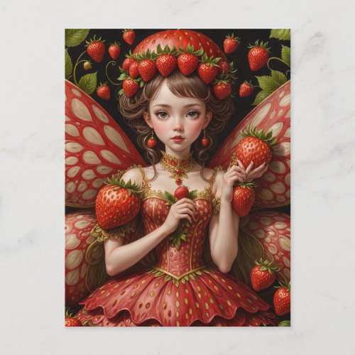 Summer Strawberry Fairy Postcard