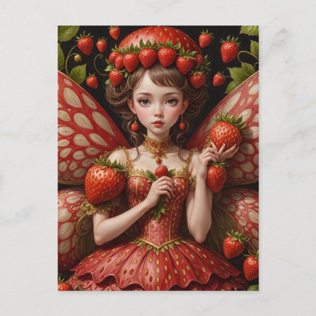 Summer Strawberry Fairy Postcard (Front)