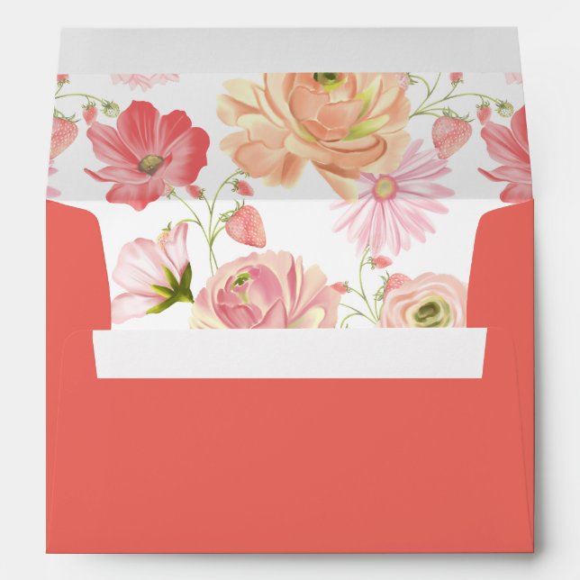 Summer Strawberry Floral Envelope (Back (Bottom))