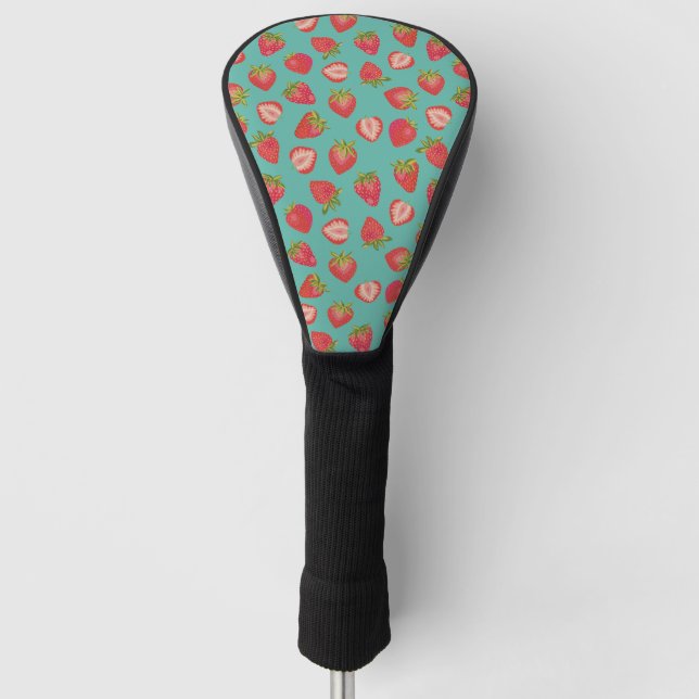 Summer Strawberry Green & Red Golf Head Cover (Front)