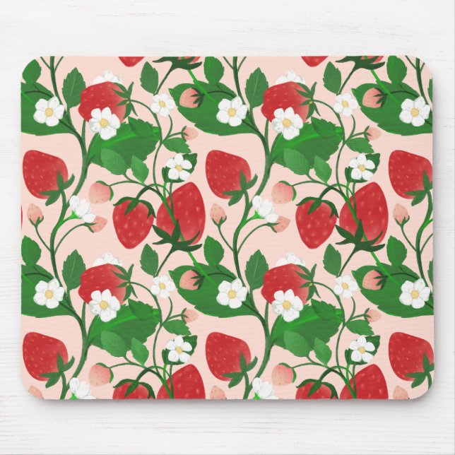 Summer Strawberry in Pink Mouse Pad (Front)