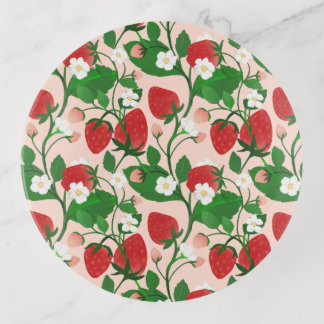 Summer Strawberry in Pink Trinket Tray