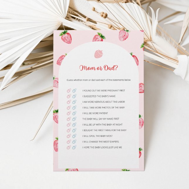 Summer Strawberry Mom Or Dad Baby Shower Game (Creator Uploaded)