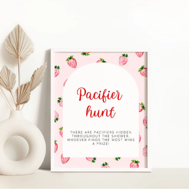 Summer Strawberry Pacifier Hunt Baby Shower Sign (Creator Uploaded)