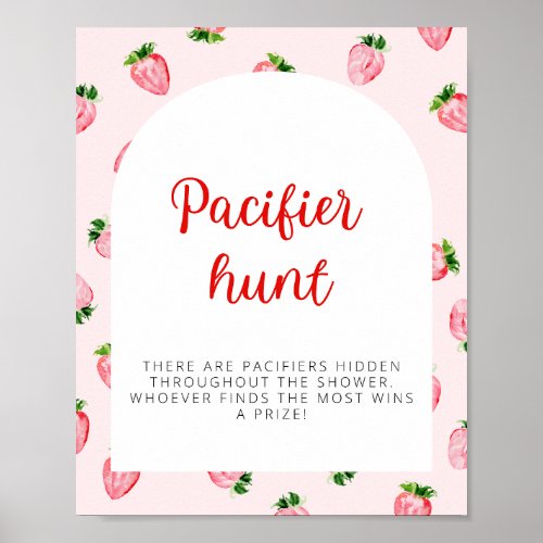 Summer Strawberry Pacifier Hunt Baby Shower Sign