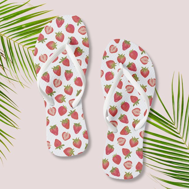 Summer Strawberry Pattern Flip Flops (Summer strawberry pattern flip flops, perfect for summer, girly weekends or any time!)
