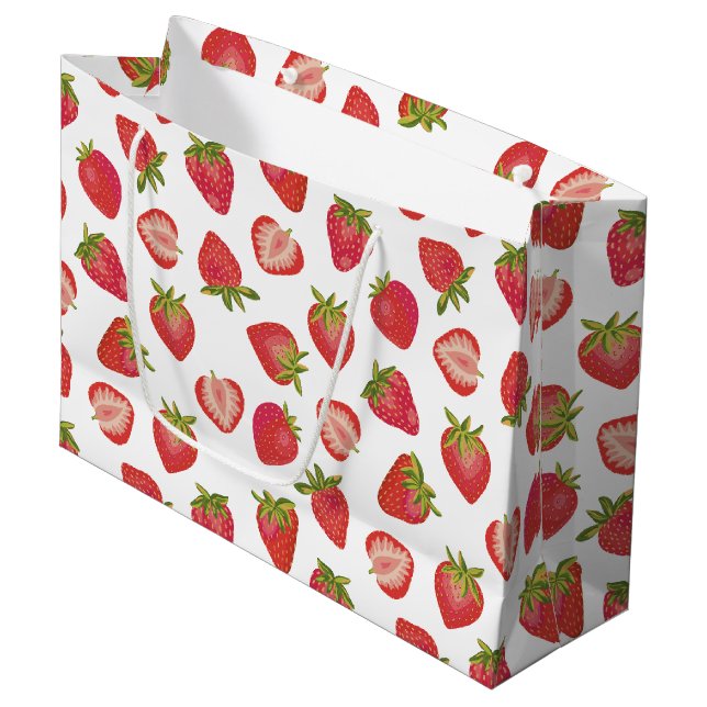 Summer Strawberry Pattern Large Gift Bag (Front Angled)