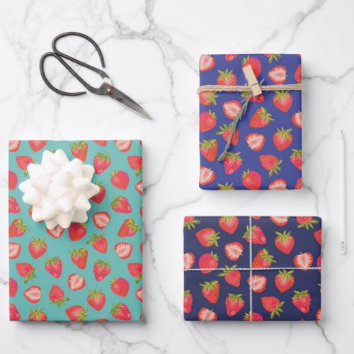 Summer Strawberry Pattern Wrapping Paper Sheets