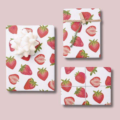 Summer Strawberry Pattern Wrapping Paper Sheets