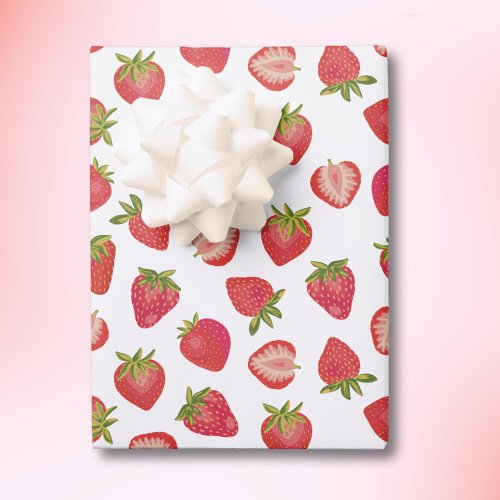 Summer Strawberry Pattern Wrapping Paper Sheets