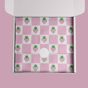 Summer Strawberry Pink Checkerboard Tissue Paper
