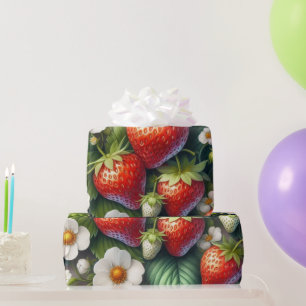 Summer Strawberry Printed Wrapping Paper