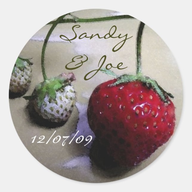 Summer Strawberry Wedding Sticker (Front)
