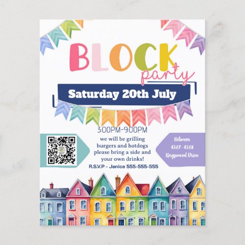 summer street party block BBQ fundraiser  Flyer