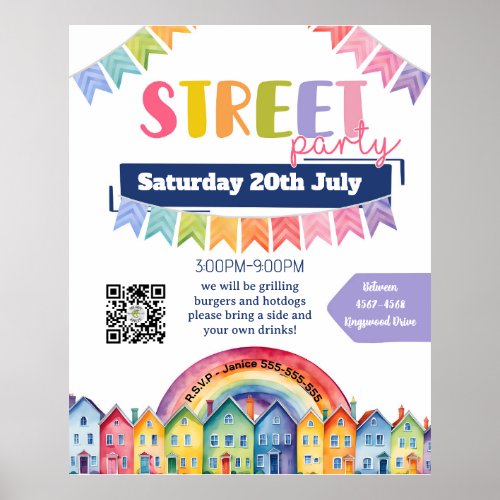 summer street party block BBQ fundraiser  Poster