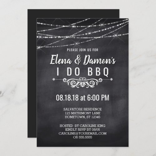 Summer String Lights Chalkboard I Do BBQ Invite