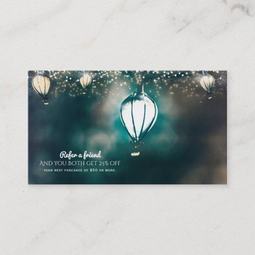 Summer String Lights Chic Refer a Friend Client Referral Card