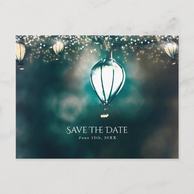 Summer String Lights Enchanted Save the Date Announcement Postcard (Front)