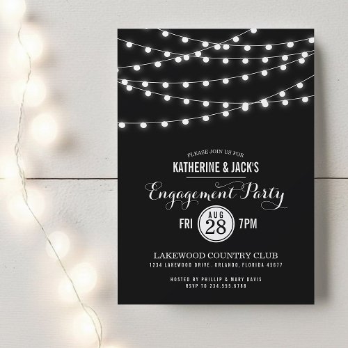 Summer String Lights Engagement Party Invitation