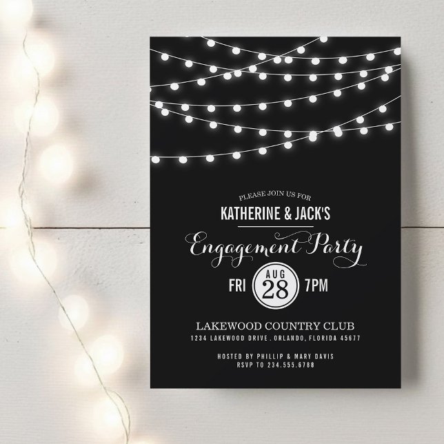 Summer String Lights Engagement Party Invitation (Creator Uploaded)