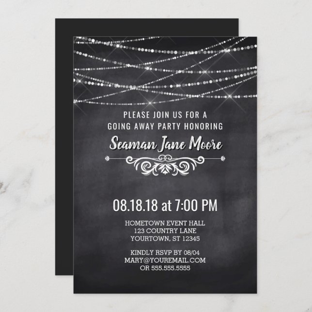 Summer String Lights Going Away Party Invitation (Front/Back)